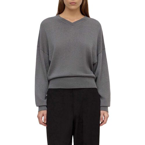 Assembly Label Mira V Neck Sweater Dark Grey Marle